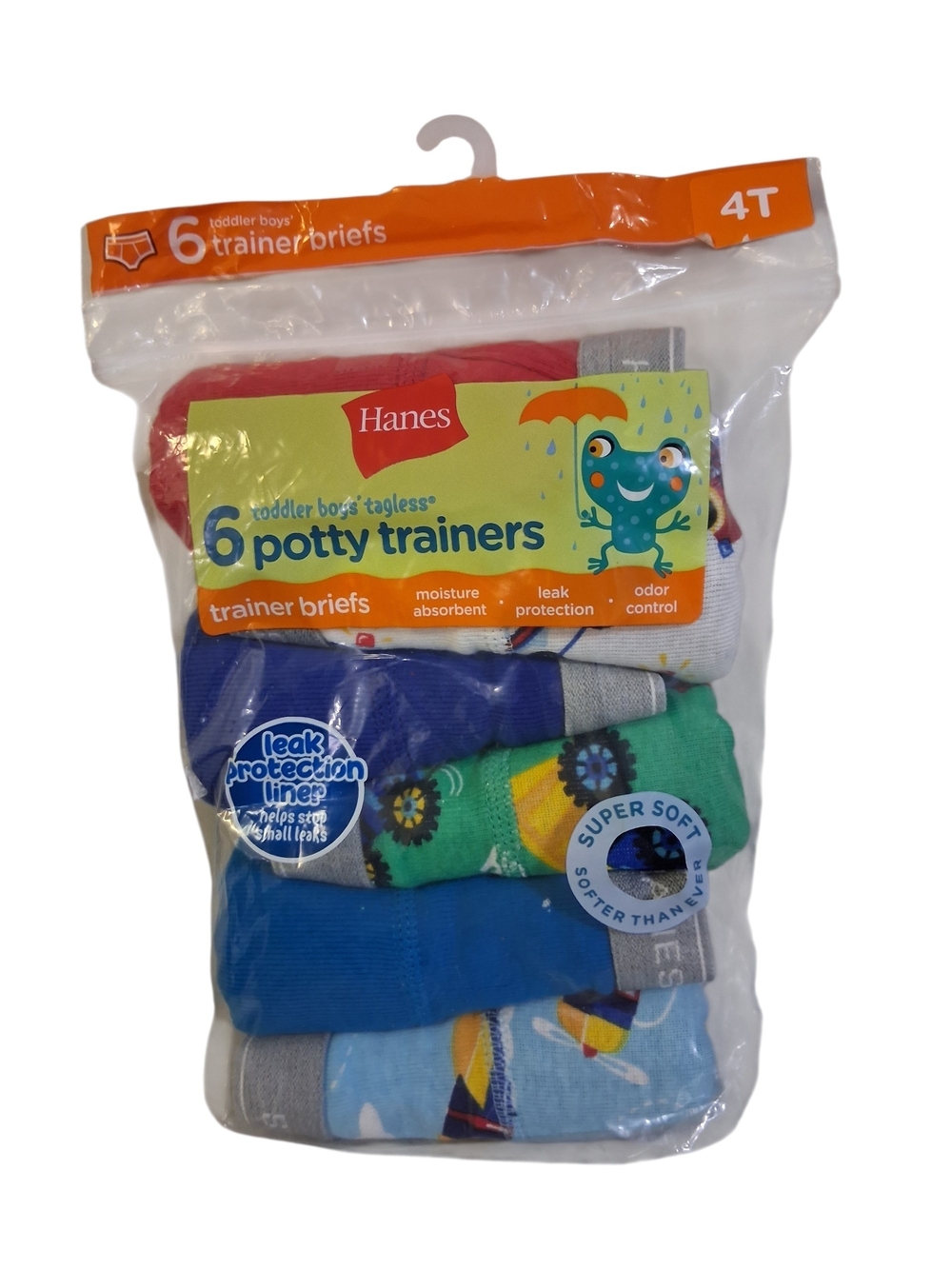 NWT Hanes Toddler Boys 6-Pack,4T, Potty Trainers in Blue, Green, Red